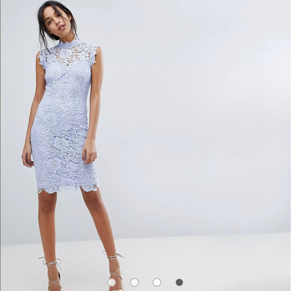 High Neck Lace Midi Dress